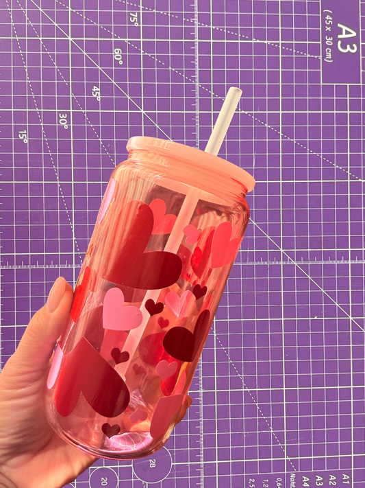 🥤✨ Vaso Glass con corazones ✨🥤