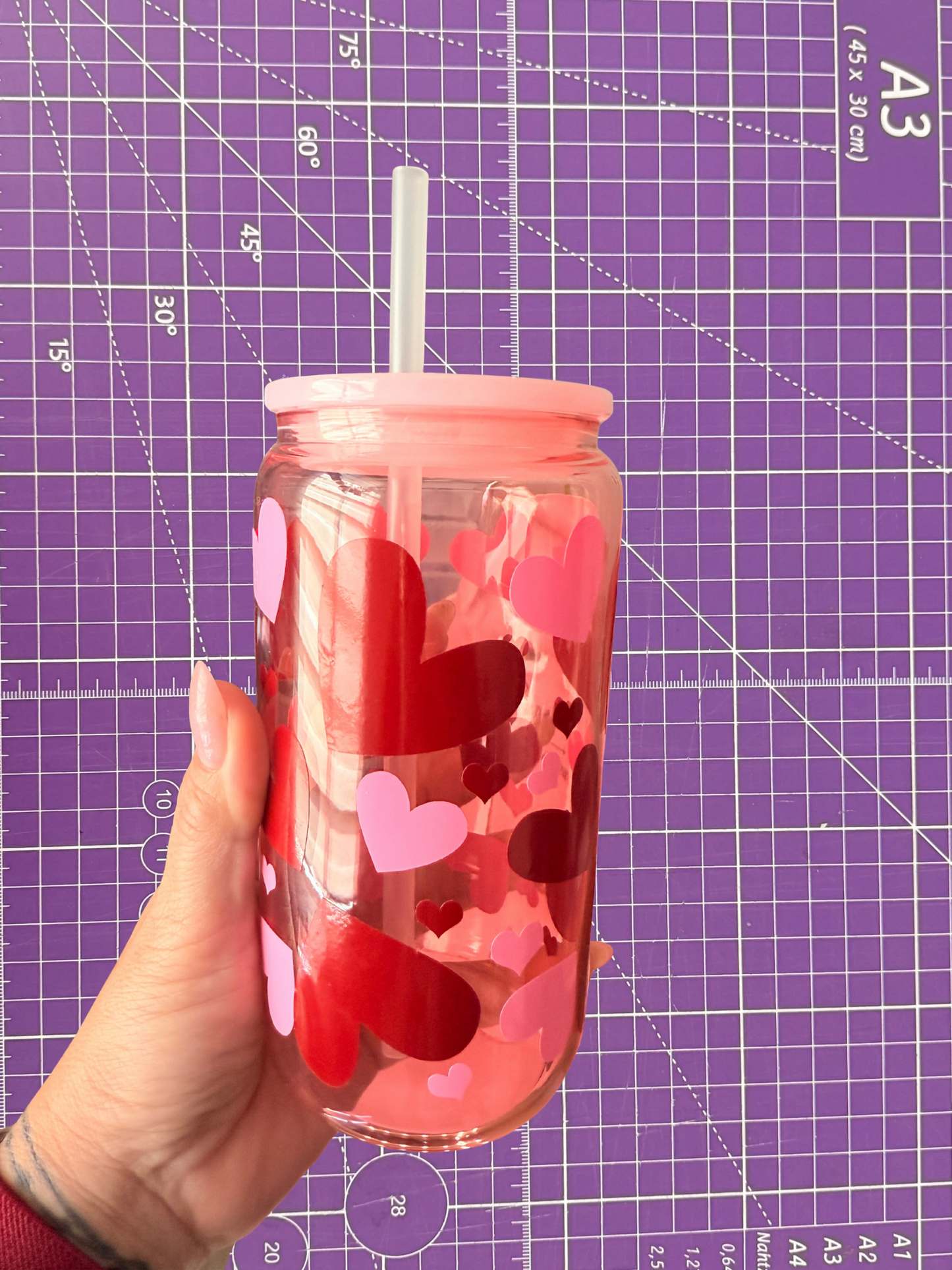 🥤✨ Vaso Glass con corazones ✨🥤