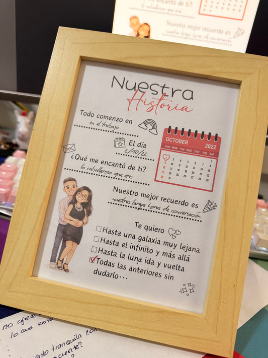🖼️ Portarretrato "Nuestra Historia" - Caricatura Personalizada + Marco Único Sorpresa